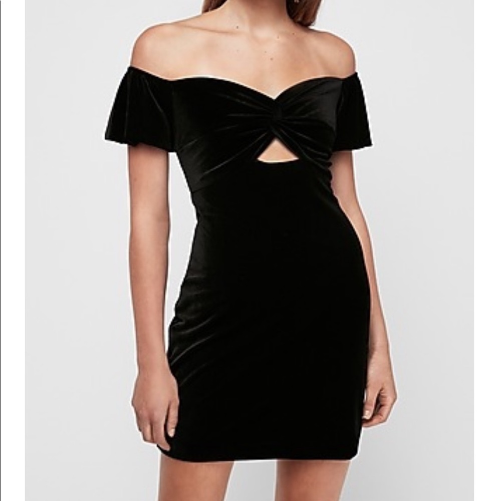 Black velvet mini cutout dress